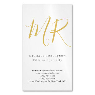 Professional Classical Monogram Minimalist Plain Magnetic Business Card