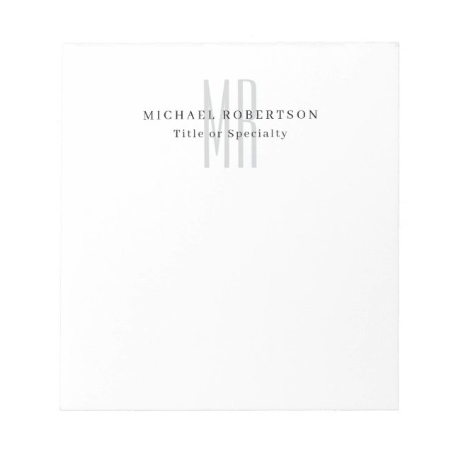 Professional Classical Monogram Minimalist Plain Notepad (Front)