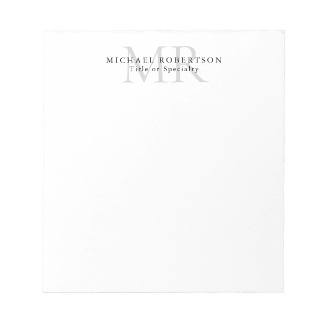 Professional Classical Monogram Minimalist Plain Notepad (Front)