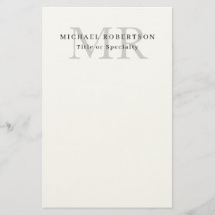 Professional Classical Monogram Minimalist Plain Stationery