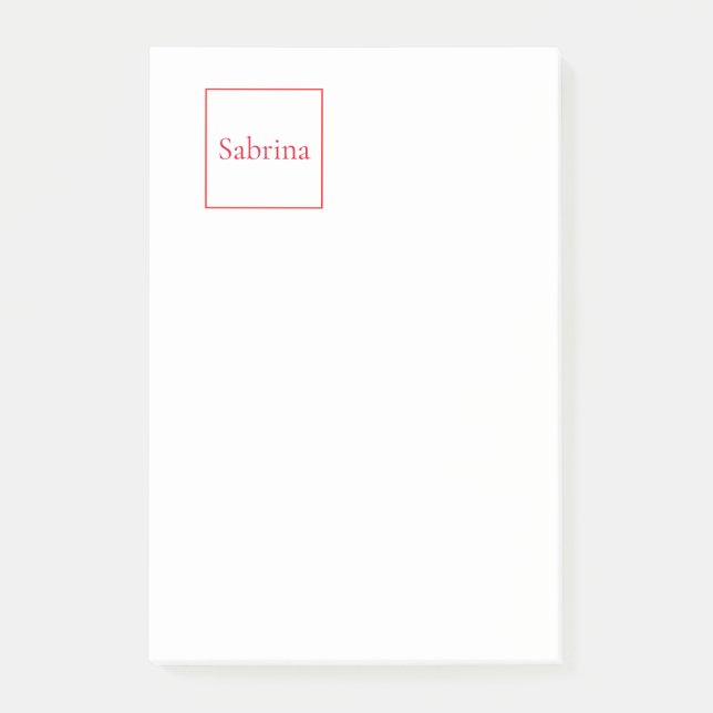 Professional classical name custom red white post-it notes (Front)