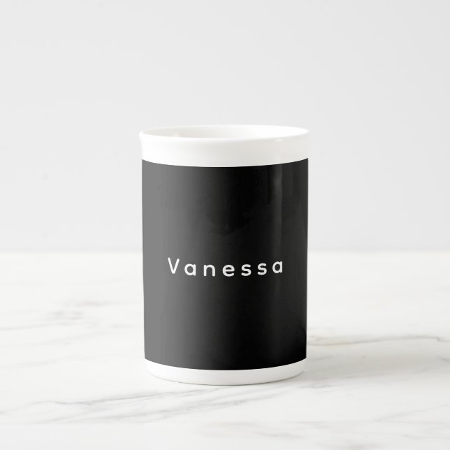 Professional classical plain name custom black bone china mug (Front)