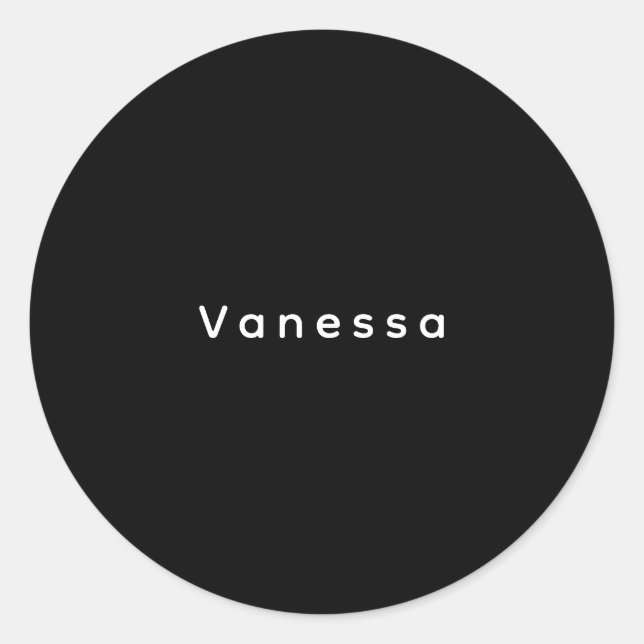 Professional classical plain name custom black classic round sticker (Front)