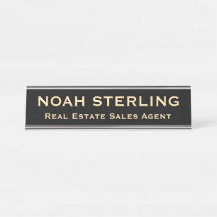 Professional Classy Modern Black Gold Office Desk Name Plate