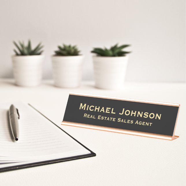 Professional Classy Modern Black Gold Office Title Desk Name Plate (Professional Classy Modern Black Gold Office Title Desk Name Plate)
