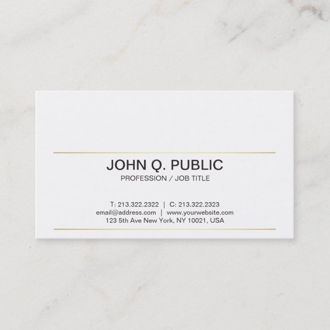 Professional Clean Design Gold Stripes Modern Business Card (Front)