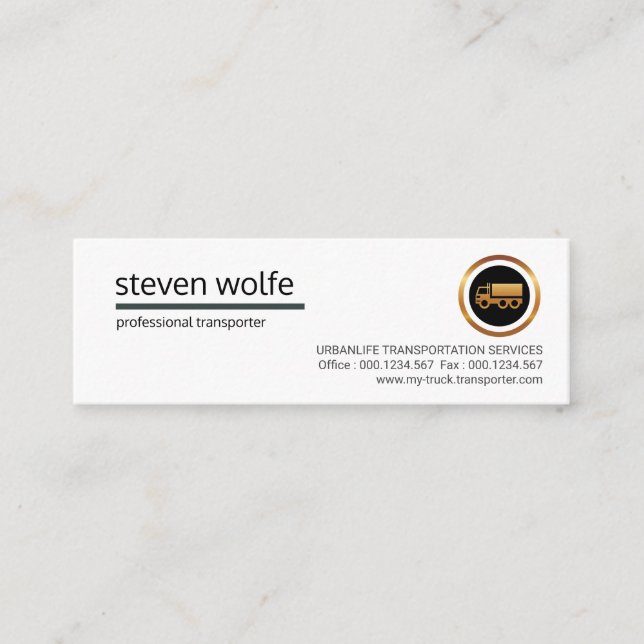 Professional Clean Simple Truck For Hire Mini Business Card (Front)