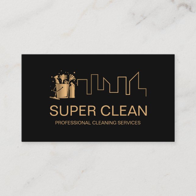 Professional Cleaning House Residential Commercial Business Card (Front)