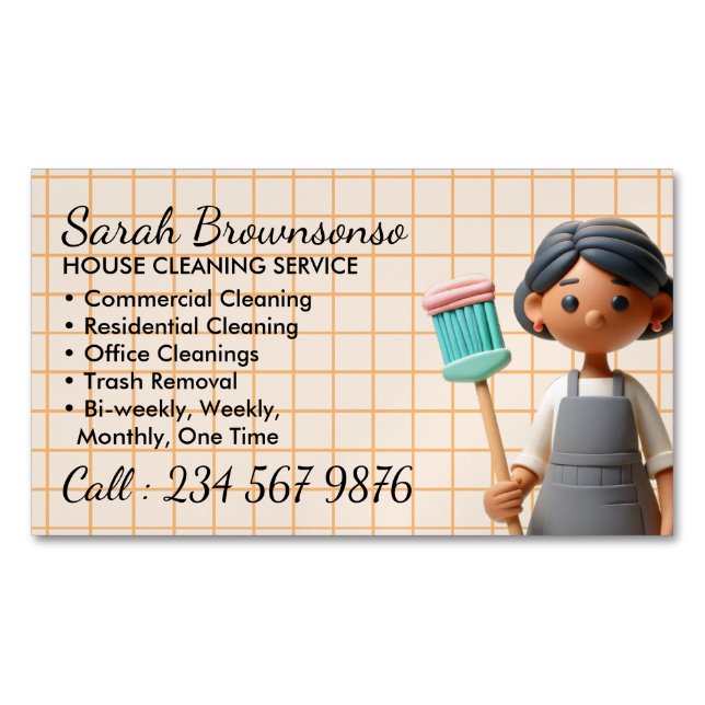 Professional Cleaning/Janitorial House Washing Magnetic Business Card (Front)