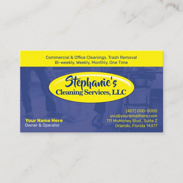 Professional Cleaning/Janitorial Housekeeping Serv Business Card (Front)