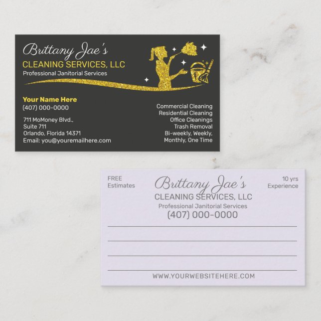 Professional Cleaning/Janitorial Housekeeping Serv Business Card (Front/Back)