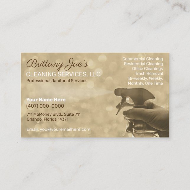 Professional Cleaning/Janitorial Housekeeping Serv Business Card (Front)