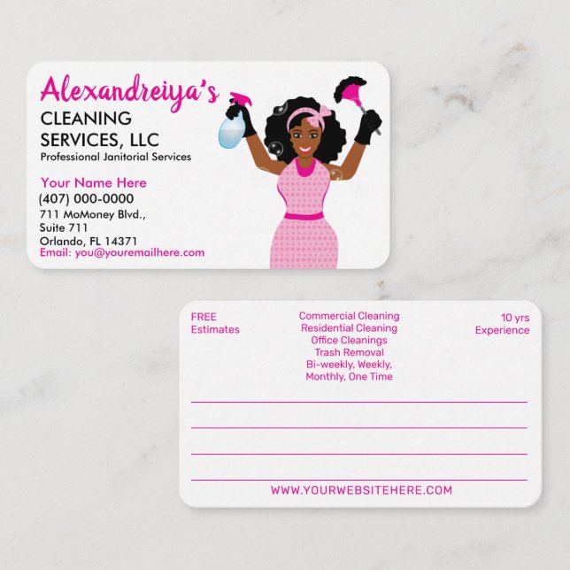 Professional Cleaning/Janitorial Housekeeping Serv Business Card (Front/Back)