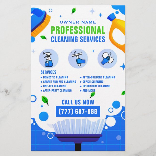 Professional Cleaning Service Business Advertising Flyer (Front)