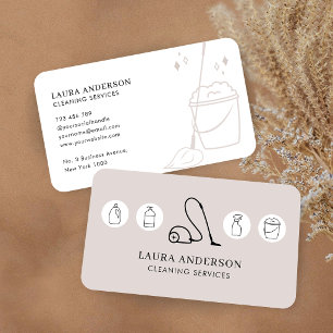 Professional Cleaning Services Housekeeper Neutral Business Card