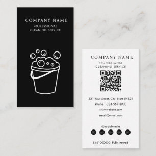 Professional Cleaning Services Logo Modern Black Business Card