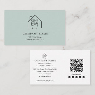 Professional Cleaning Services Logo Modern Teal Business Card