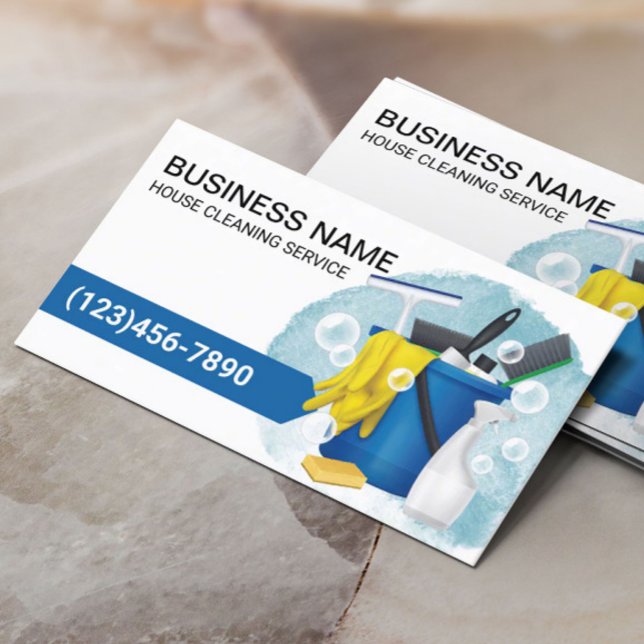 Professional Cleaning Supplies Maid Housekeeping Business Card (Creator Uploaded)