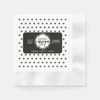 Professional Coffee Shop Personalised Logo Black  Napkin