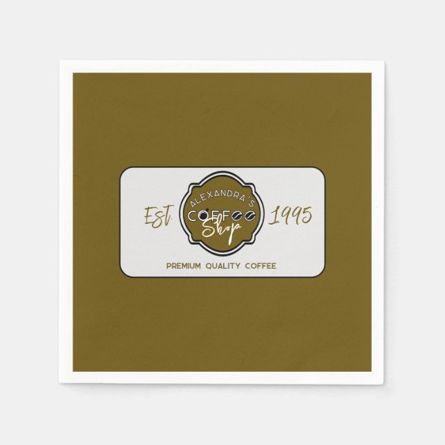 Professional Coffee Shop Personalised Logo Napkin (Front)