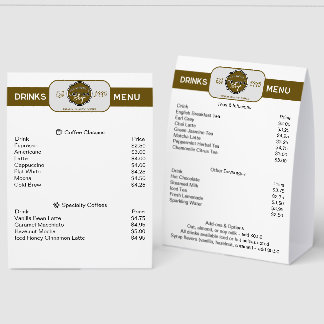 Professional Coffee Shop Personalized Drinks Menu