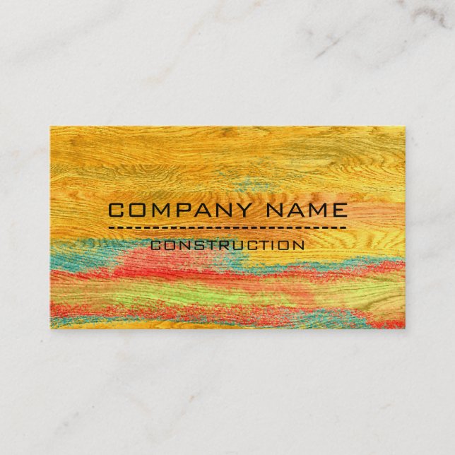 Professional Colourful Modern Wood Look #2 Business Card (Front)