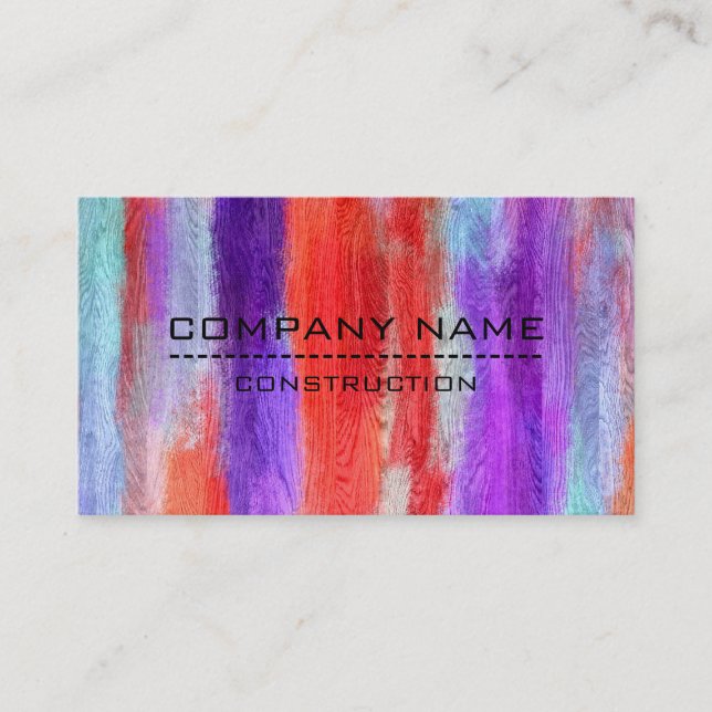 Professional Colourful Modern Wood Look #6 Business Card (Front)
