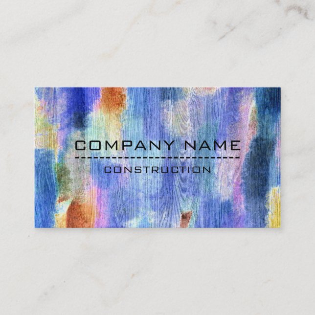 Professional Colourful Modern Wood Look Business Card (Front)