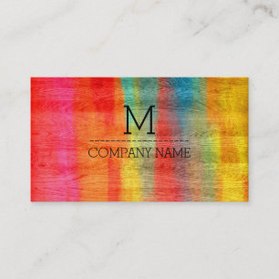 Professional Colourful Modern Wood Monogram #11 Business Card