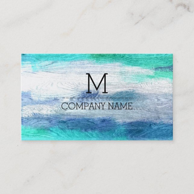 Professional Colourful Modern Wood Monogram #26 Business Card (Front)