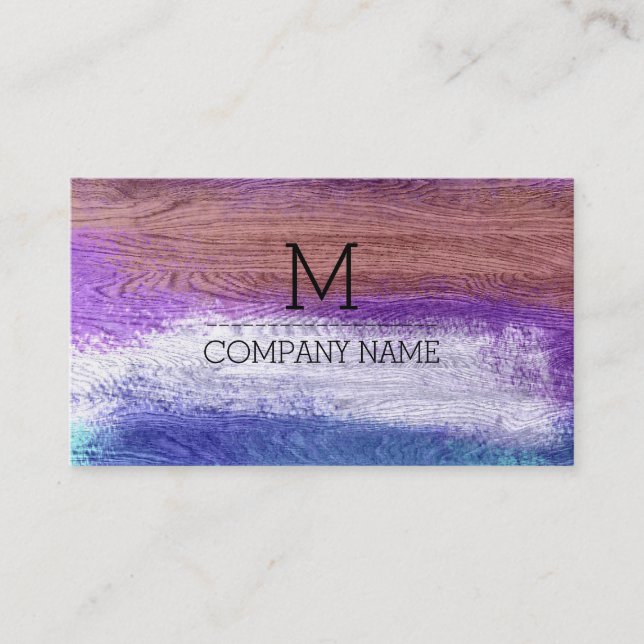 Professional Colourful Modern Wood Monogram #27 Business Card (Front)