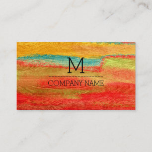 Professional Colourful Modern Wood Monogram #6 Business Card