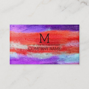 Professional Colourful Modern Wood Monogram #9 Business Card