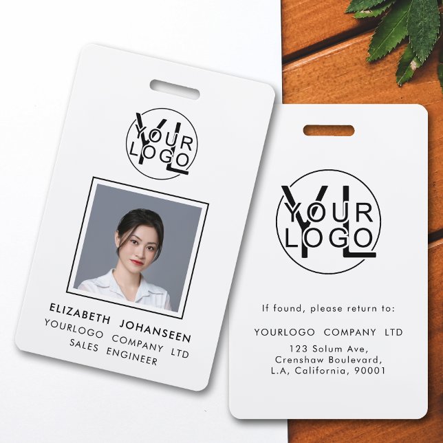 Professional Company Black Logo Employee Photo ID ID Badge (Creator Uploaded)