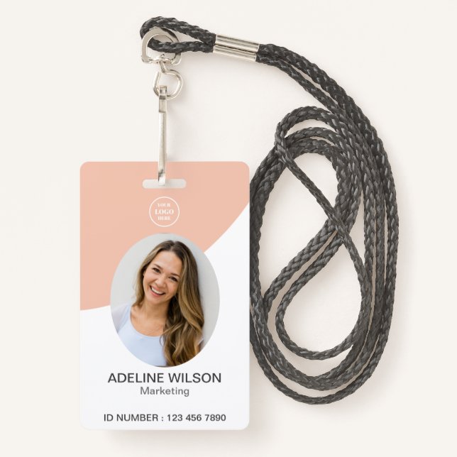 Professional Company Corporate Logo Photo ID  ID Badge (Front with Lanyard)
