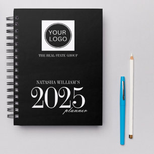 Professional Company Logo Custom Black 2025 Planner