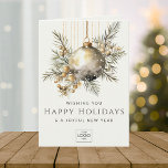 Professional Company Logo Elegant Custom Christmas Holiday Card<br><div class="desc">Make a lasting impression this holiday season with the Folded Professional Company Logo Elegant Custom Christmas Holiday Card. Featuring your business logo front and centre, these premium greeting cards offer a polished, professional touch to your holiday greetings. Ideal for corporate clients, business partners, and employees, this folded card allows for...</div>