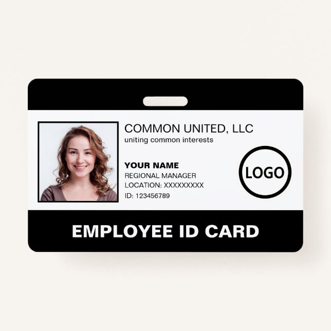 Professional Company Logo Employee Photo ID ID Badge (Front)