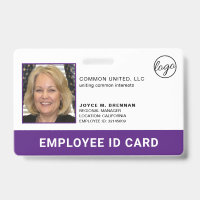 Professional Company Logo Employee Purple Photo ID