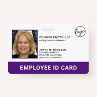 Professional Company Logo Employee Purple Photo ID