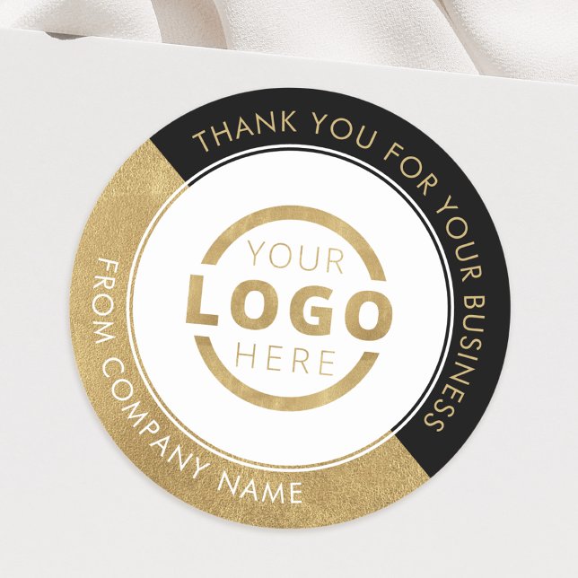 Professional Company Logo Gold Thank You Classic Round Sticker (Creator Uploaded)