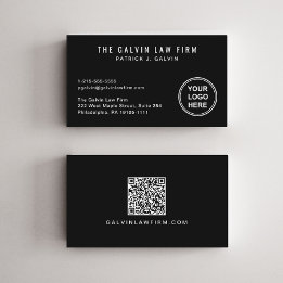 Professional Company Logo QR Code Employee Black Business Card