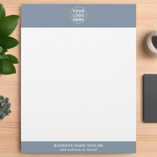 Professional Company Logo & Text Dusty Blue Custom Letterhead