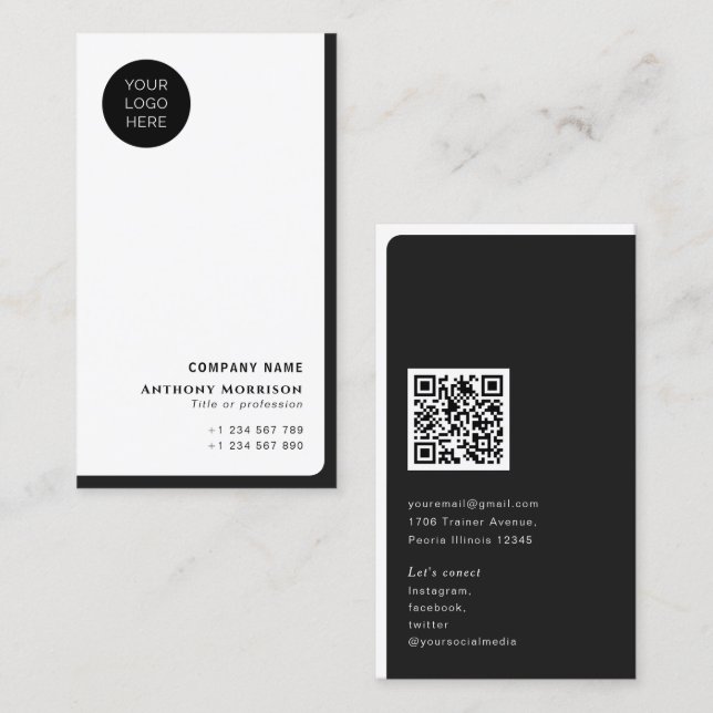 Professional Company networking logo QR code Business Card (Front/Back)