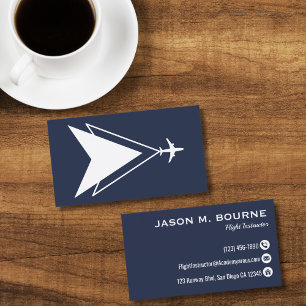 Professional Company Pilot Navy Blue Aviation  Business Card