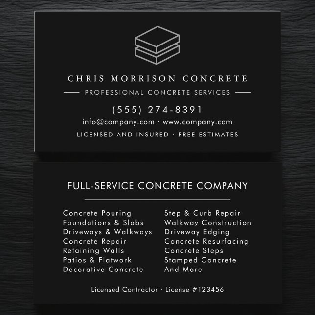 Professional Concrete Cement Contractor Business Card (Creator Uploaded)