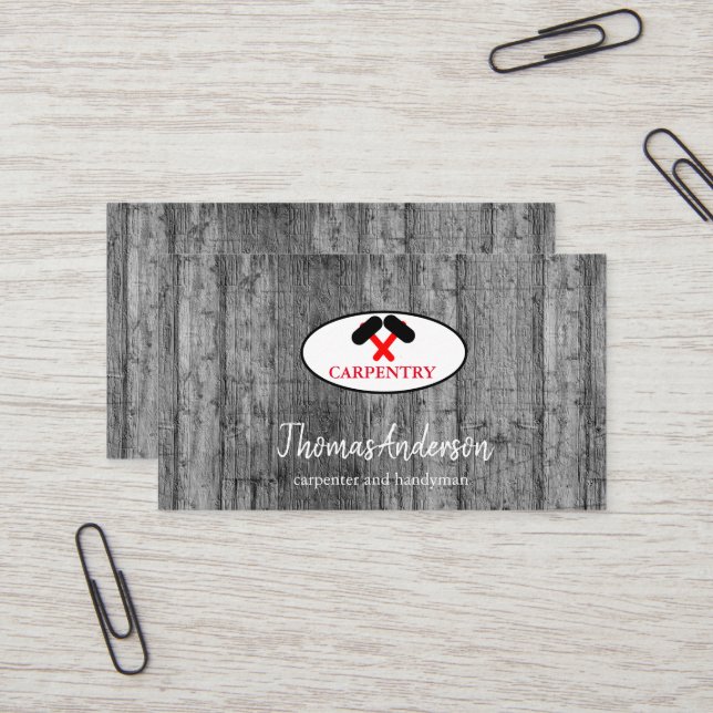 Professional Construction and Carpenter Wood Plane Business Card (Front/Back In Situ)