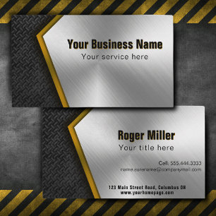 Professional Construction Builder Metal Business Card