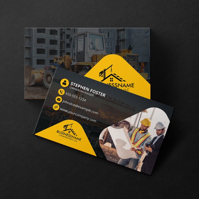 Professional Construction Contractor Builder Photo Business Card (Creator Uploaded)