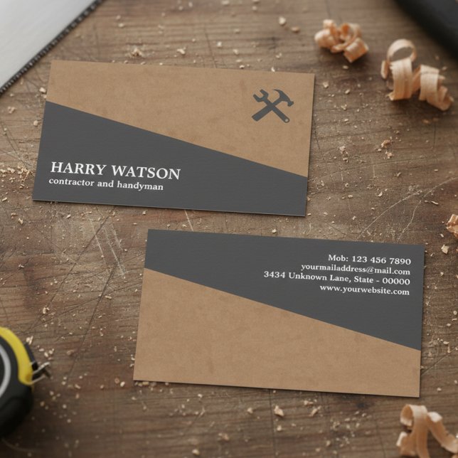 Professional Construction Contractor & Handyman Business Card (Creator Uploaded)